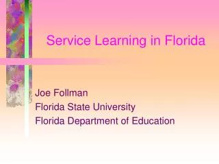 Service Learning in Florida