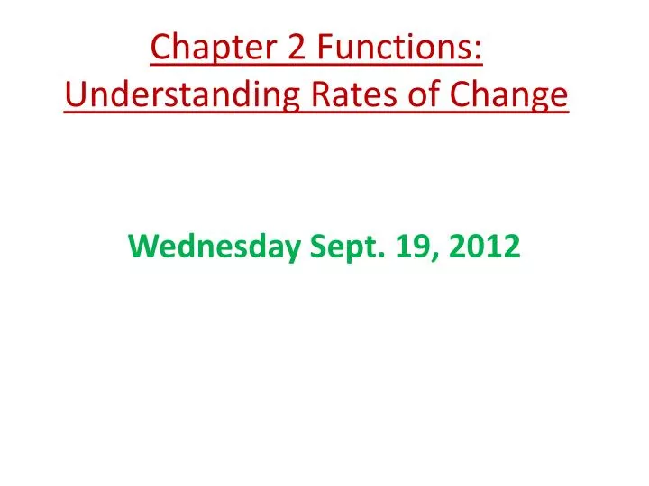 chapter 2 functions understanding rates of change