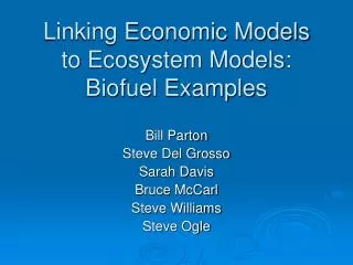 Linking Economic Models to Ecosystem Models: Biofuel Examples