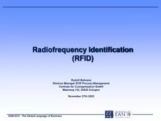 Radiofrequency Identification (RFID)
