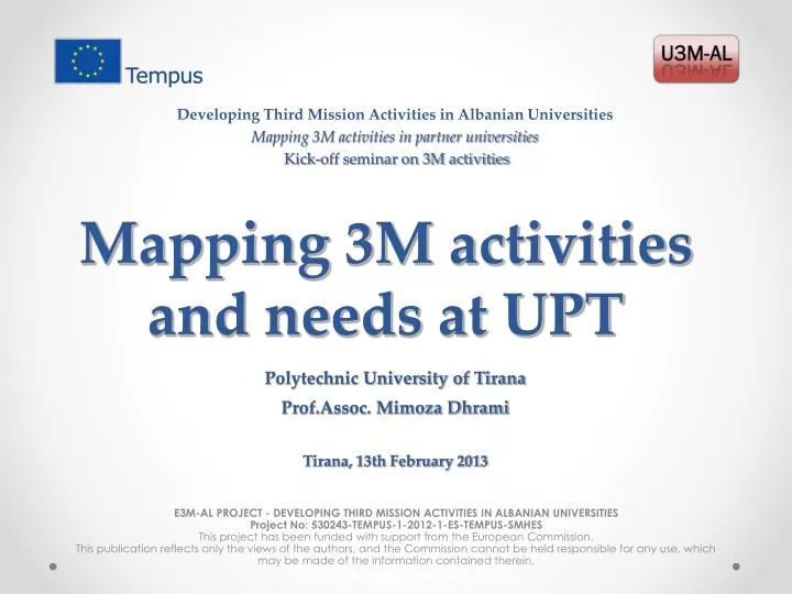 mapping 3m activities and needs at upt