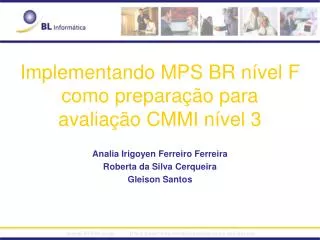 implementando mps br n vel f como prepara o para avalia o cmmi n vel 3