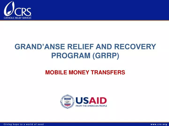 grand anse relief and recovery program grrp mobile money transfers