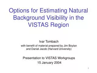 Options for Estimating Natural Background Visibility in the VISTAS Region