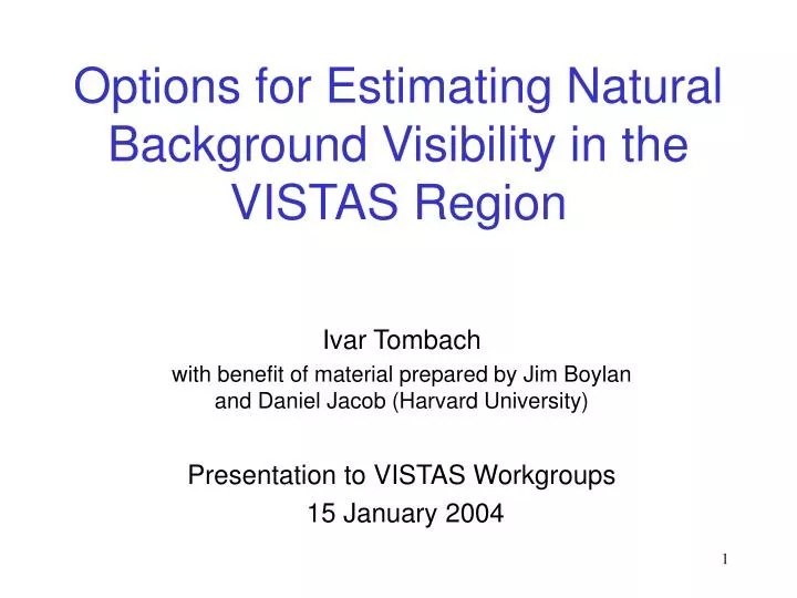 options for estimating natural background visibility in the vistas region