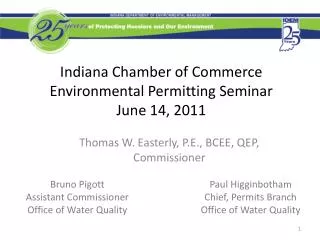Indiana Chamber of Commerce Environmental Permitting Seminar June 14, 2011