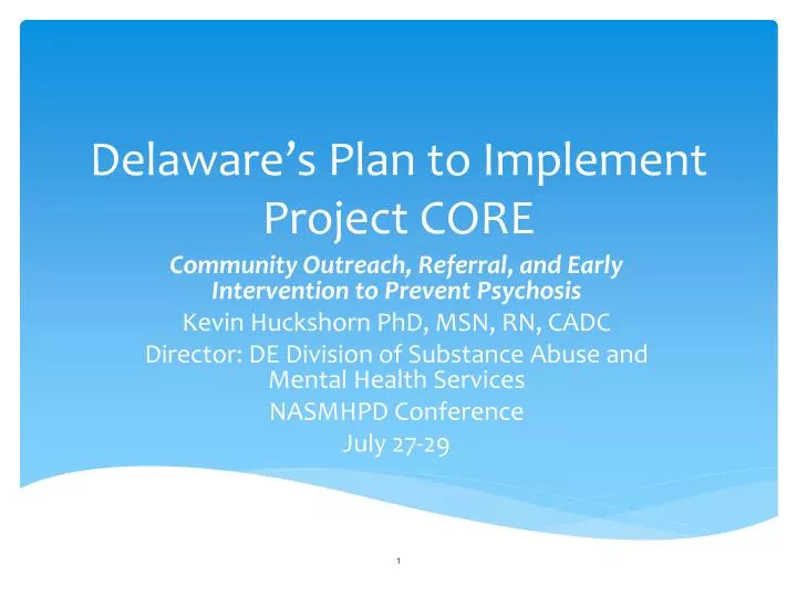 delaware s plan to implement project core