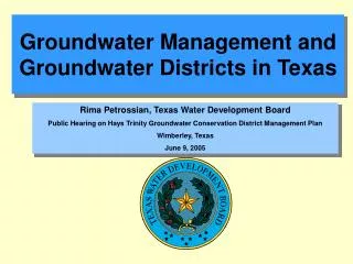 Groundwater Management and Groundwater Districts in Texas