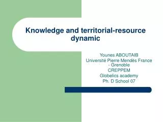 Knowledge and territorial-resource dynamic