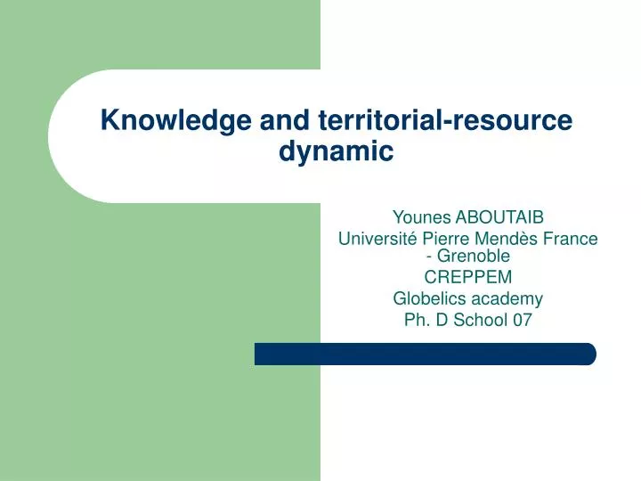knowledge and territorial resource dynamic