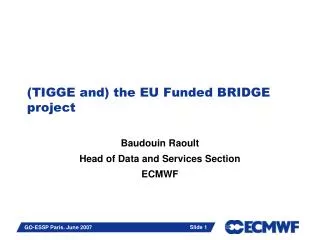 (TIGGE and) the EU Funded BRIDGE project