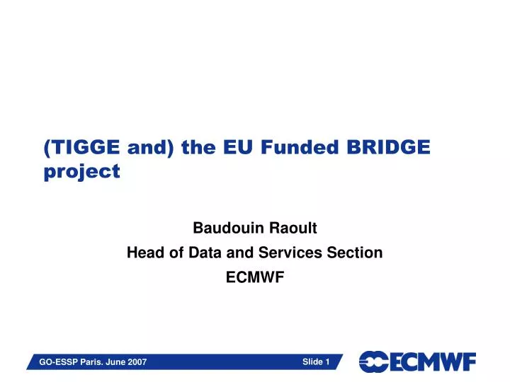 tigge and the eu funded bridge project