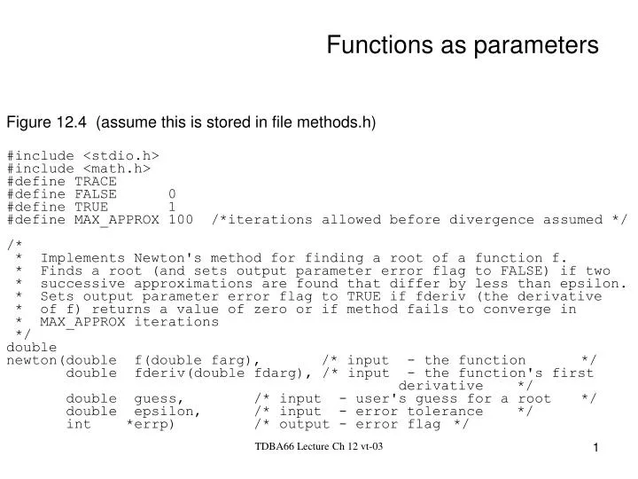 functions as parameters