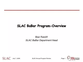 SLAC BaBar Program-Overview