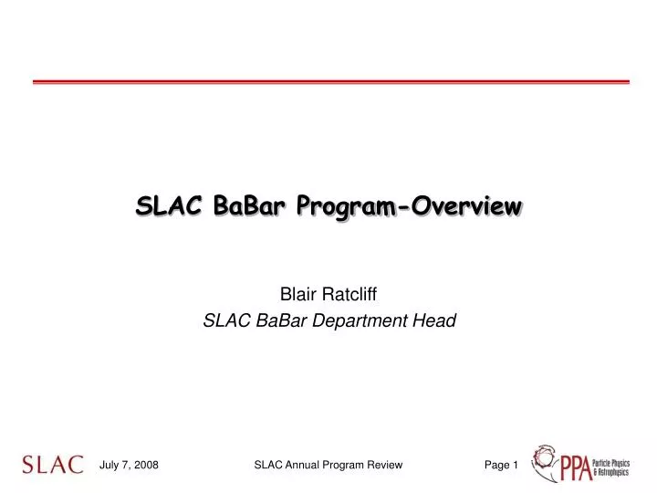 slac babar program overview