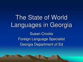 The State of World Languages in Georgia