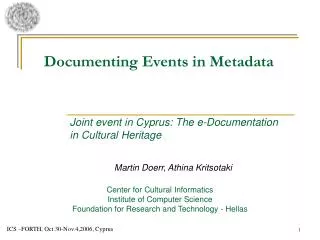 Documenting Events in Metadata