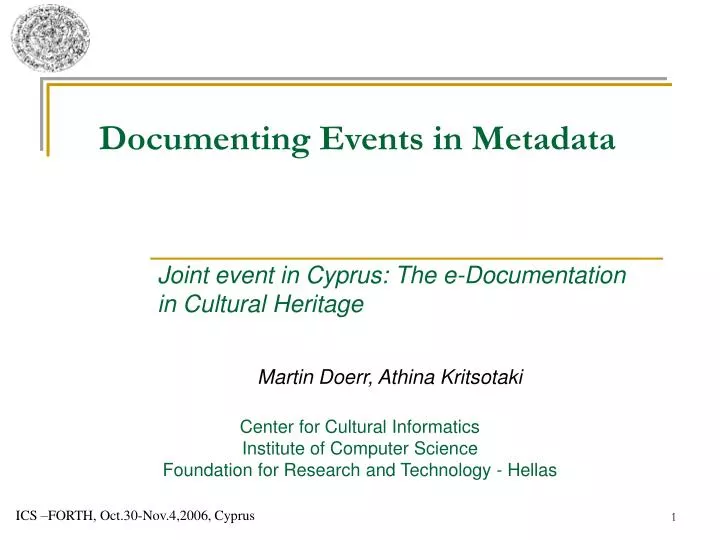 documenting events in metadata