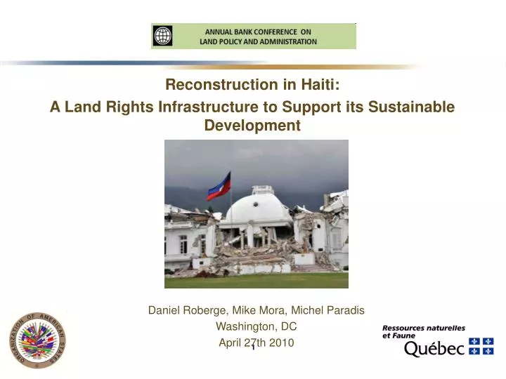 reconstruction in haiti a land rights infrastructure to support its sustainable development