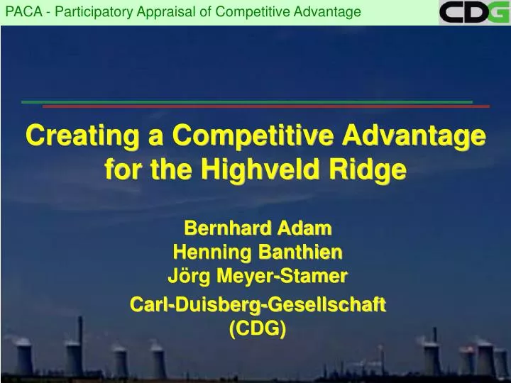 creating a competitive advantage for the highveld ridge