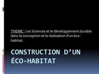 theme les sciences et le d veloppement durable dans la conception et la r alisation d un co habitat