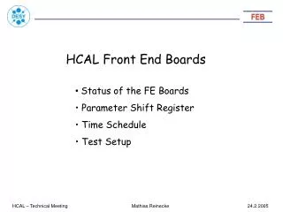 HCAL Front End Boards