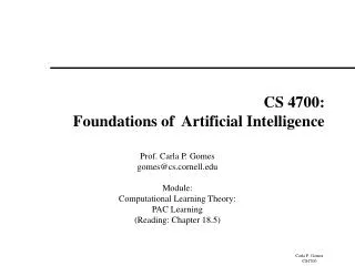 CS 4700: Foundations of Artificial Intelligence