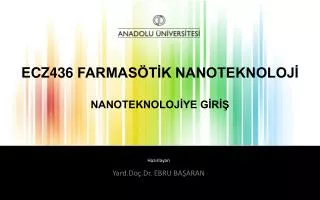 ECZ436 FARMASÖTİK NANOTEKNOLOJİ NANOTEKNOLOJİYE GİRİŞ