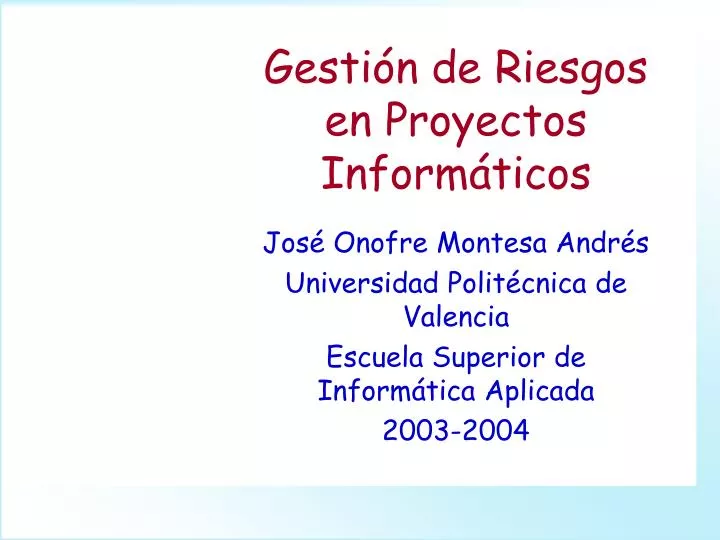 gesti n de riesgos en proyectos inform ticos