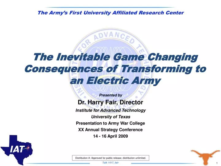 the inevitable game changing consequences of transforming to an electric army