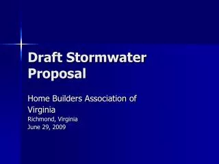 Draft Stormwater Proposal