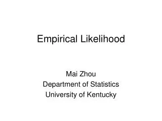 Empirical Likelihood