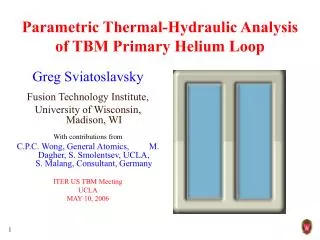 Parametric Thermal-Hydraulic Analysis of TBM Primary Helium Loop