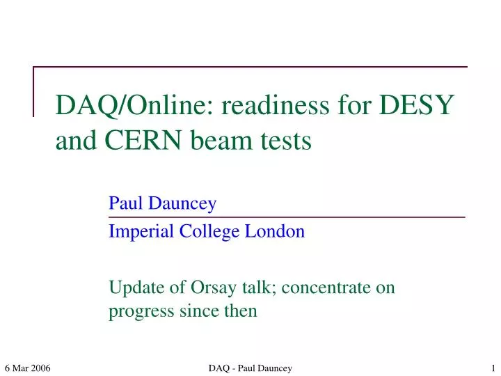 daq online readiness for desy and cern beam tests