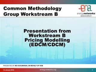 Presentation from Workstream B Pricing Modelling (EDCM/CDCM)