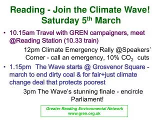 Reading - Join the Climate Wave! Saturday 5 th March