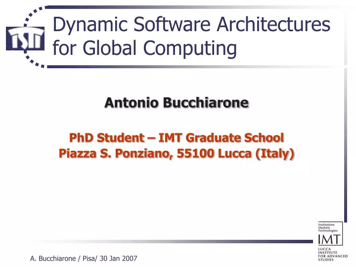 dynamic software architectures for global computing