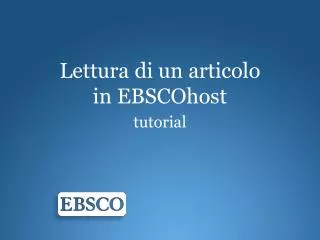 lettura di un articolo in ebscohost tutorial