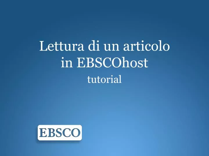 lettura di un articolo in ebscohost tutorial