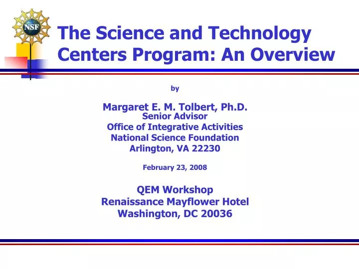 the science and technology centers program an overview