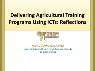 Delivering Agricultural Training Programs Using ICTs : Reflections