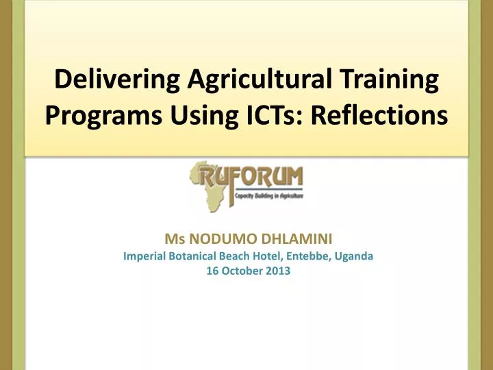 delivering agricultural training programs using icts reflections