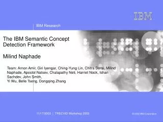 The IBM Semantic Concept Detection Framework Milind Naphade