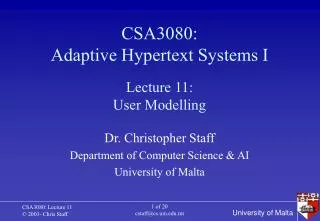 CSA3080: Adaptive Hypertext Systems I