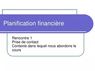 planification financi re
