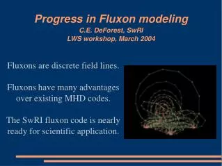 Progress in Fluxon modeling C.E. DeForest, SwRI LWS workshop, March 2004