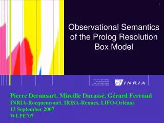 Observational Semantics of the Prolog Resolution Box Model