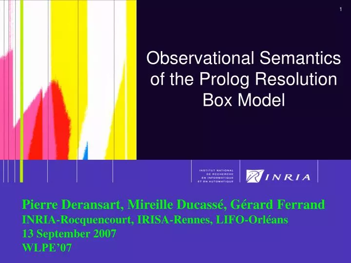 observational semantics of the prolog resolution box model