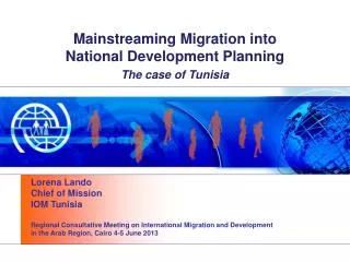Mainstreaming Migration into National Development Planning The case of Tunisia