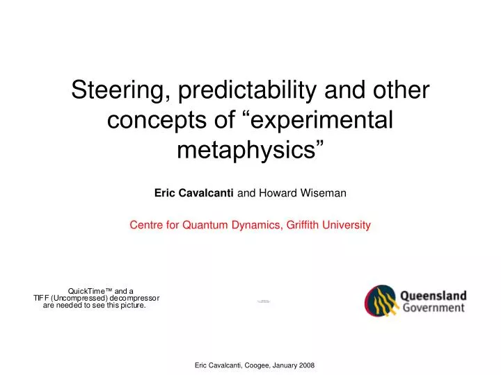 steering predictability and other concepts of experimental metaphysics